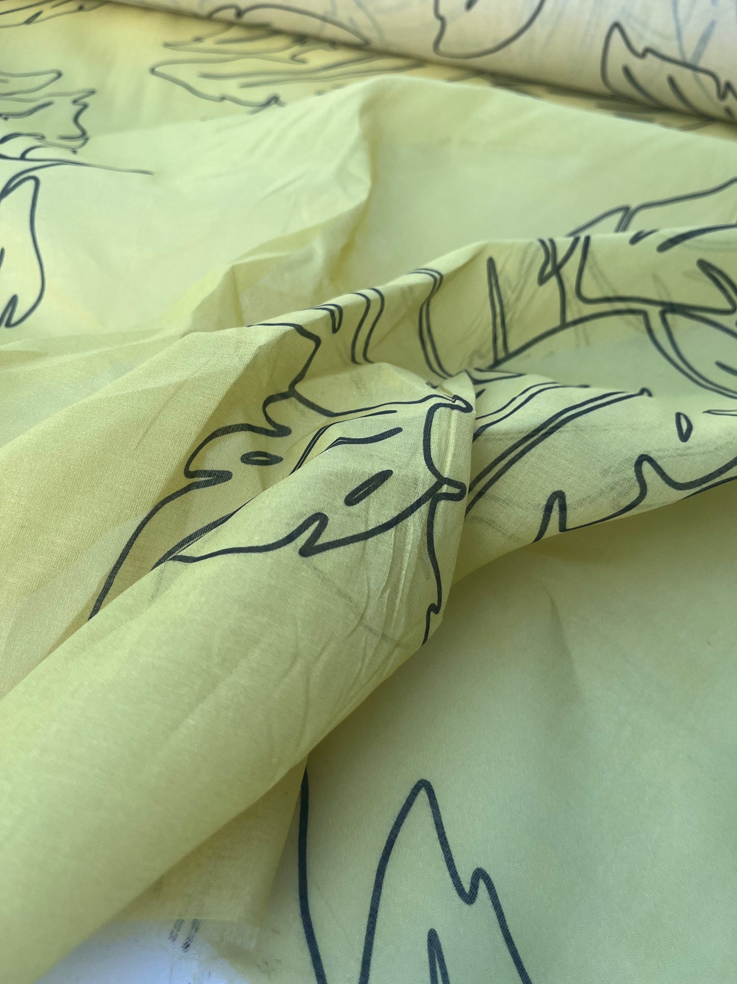 GENTRY 200 cotton/silk organza yellow leaves