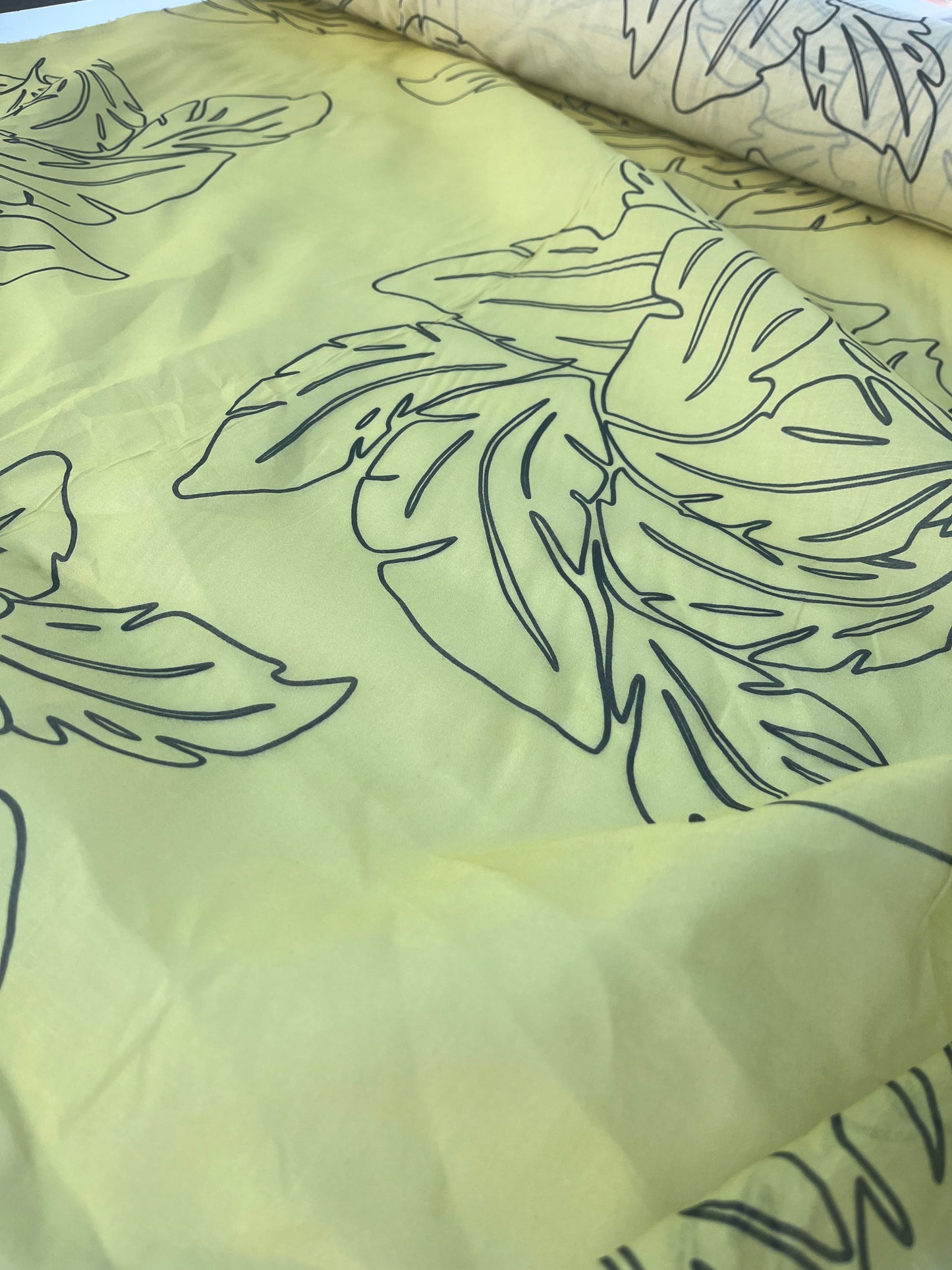 GENTRY 200 cotton/silk organza yellow leaves