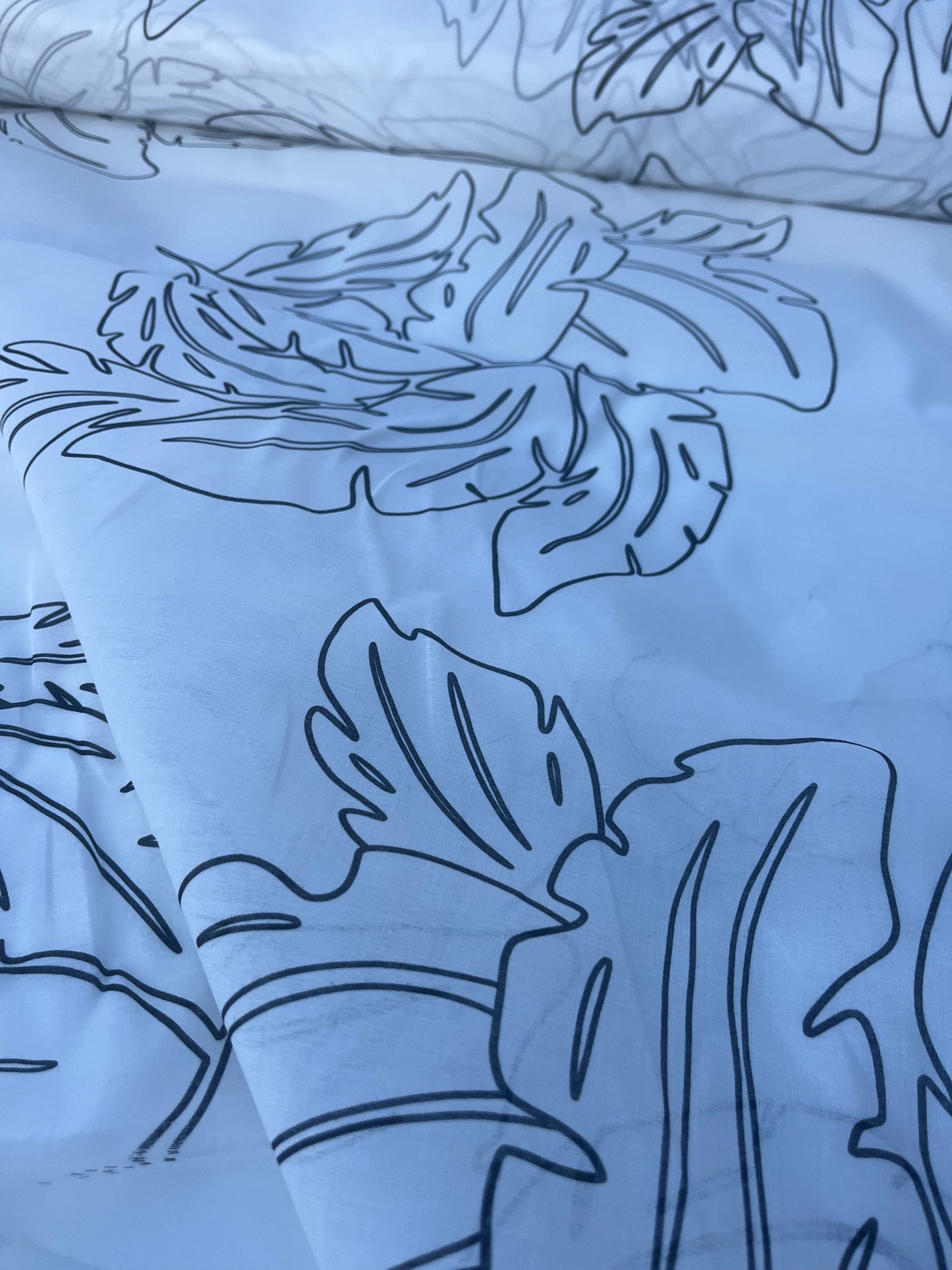 GENTRY 300 cotton/silk organza white leaves