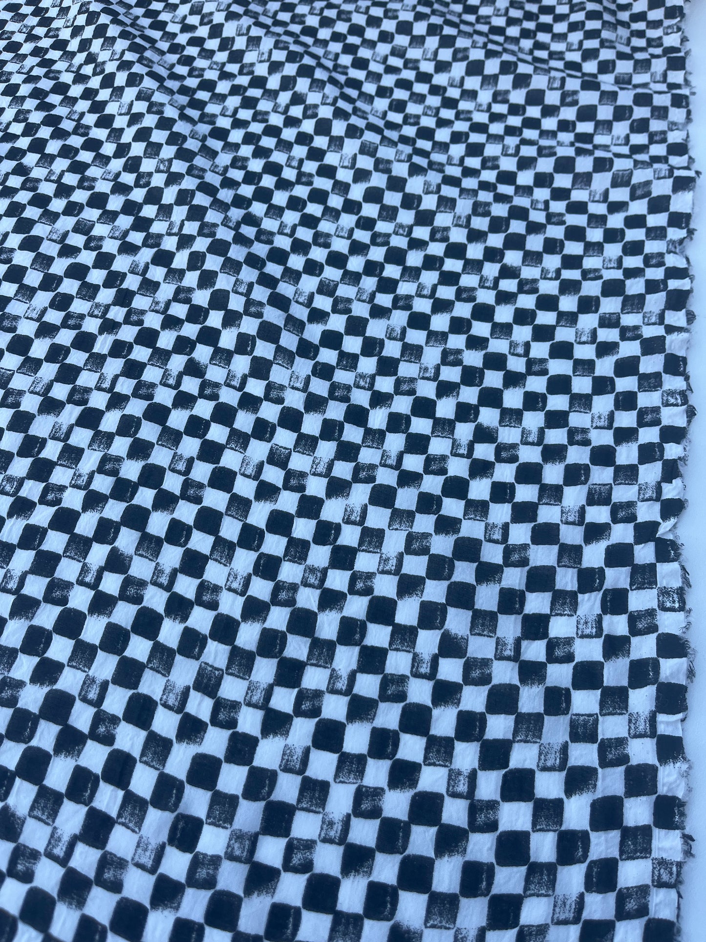 GENTRY 400 cotton seersucker stretch black/white squares