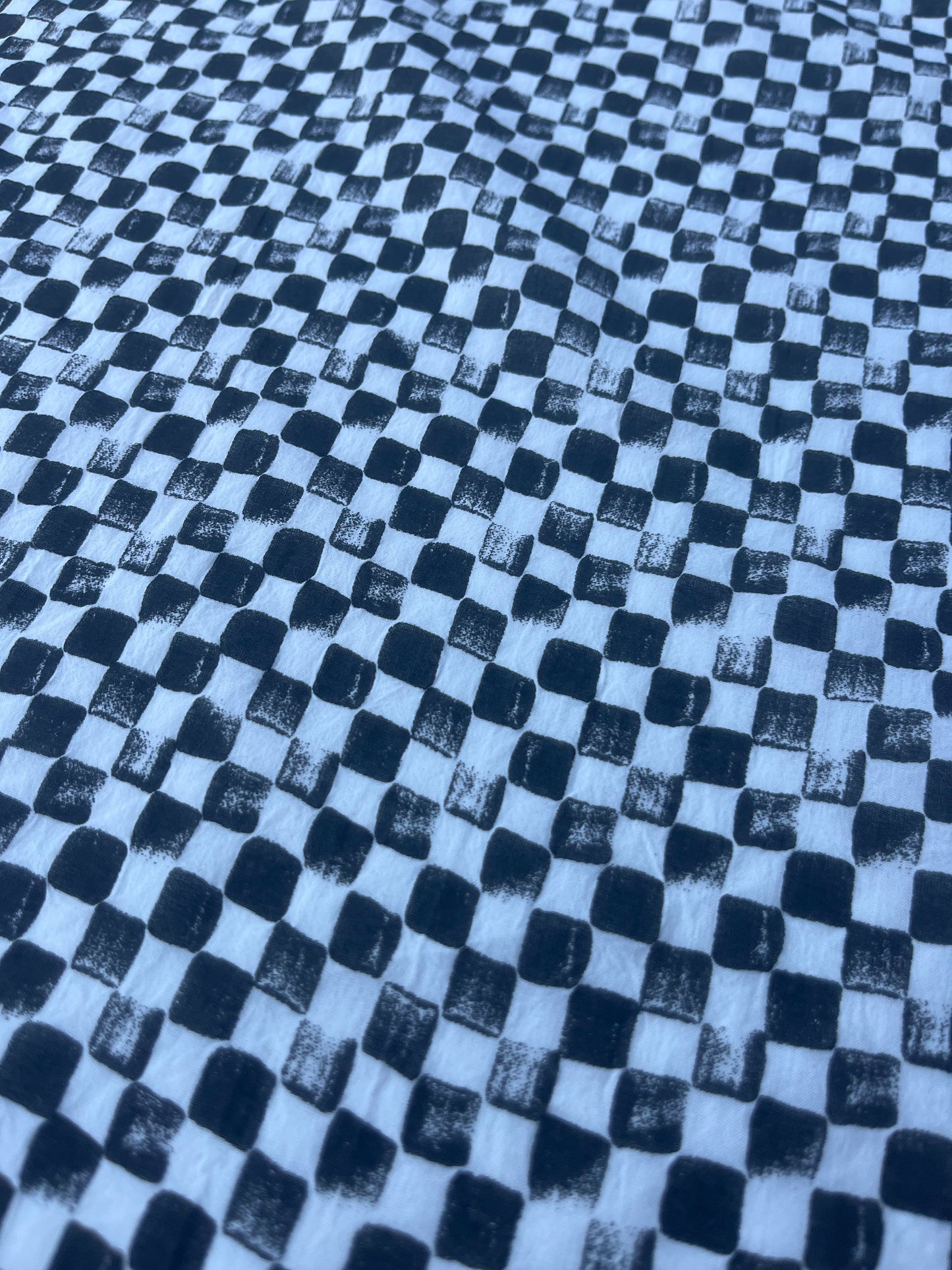 GENTRY 400 cotton seersucker stretch black/white squares