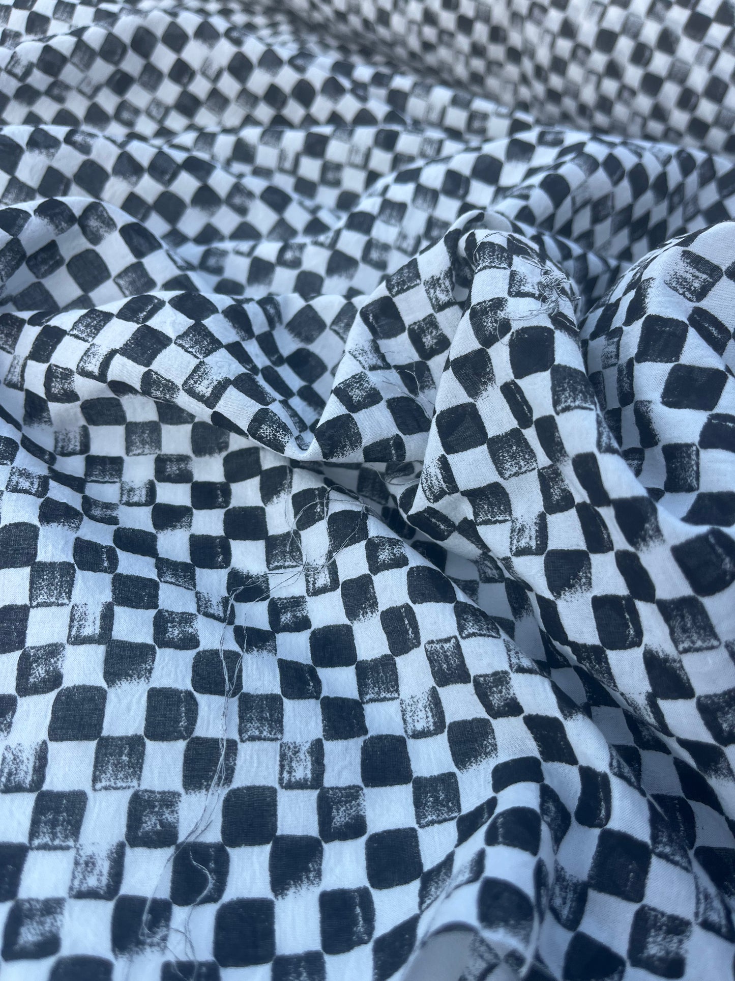 GENTRY 400 cotton seersucker stretch black/white squares