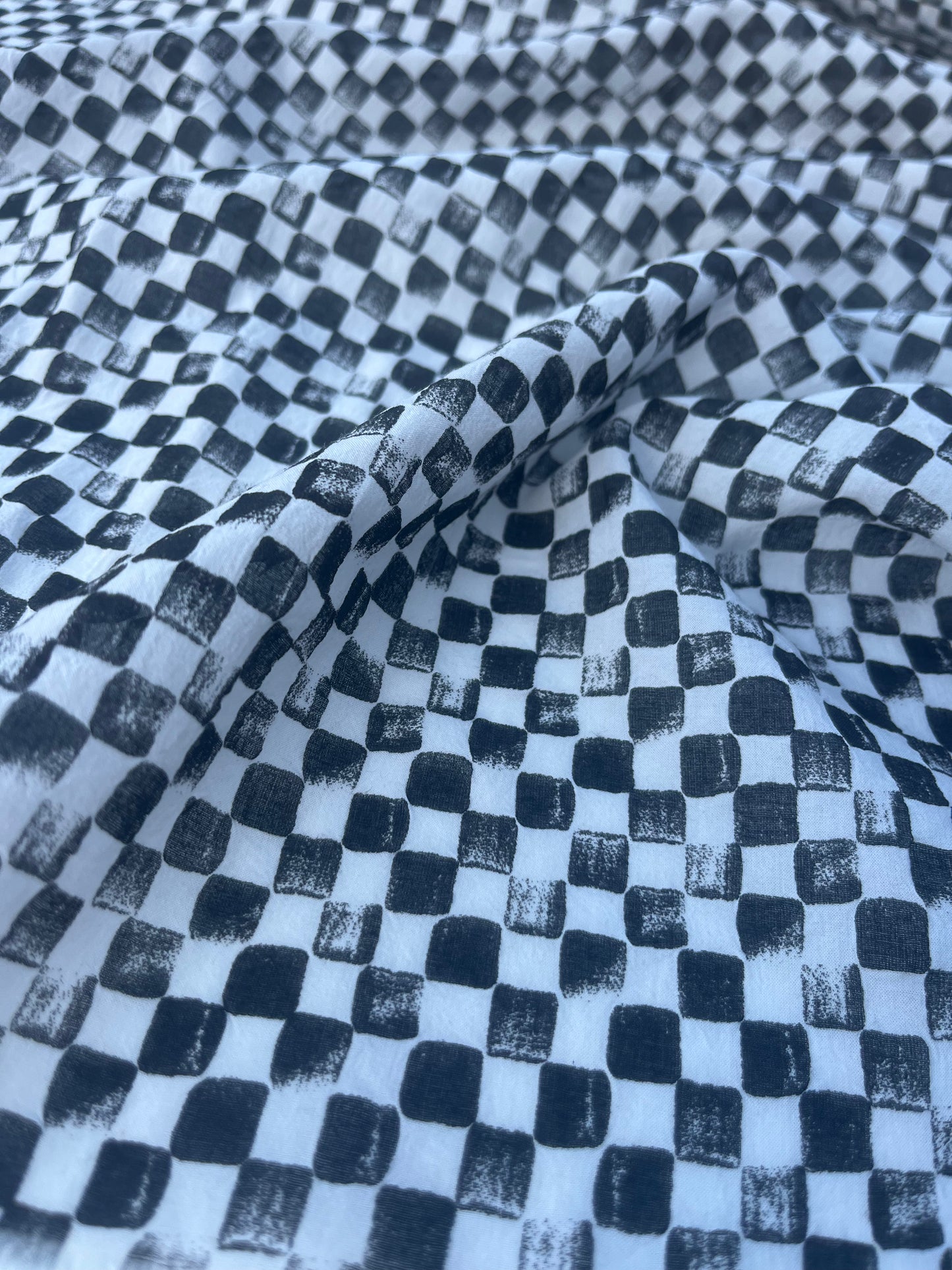 GENTRY 400 cotton seersucker stretch black/white squares