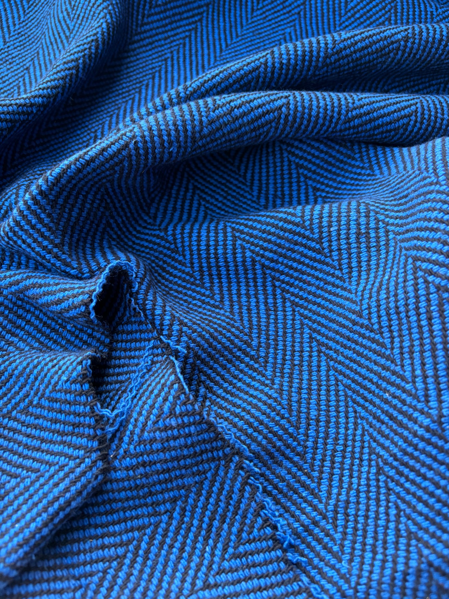 NED 004 navy/cobalt heavy cotton herringbone
