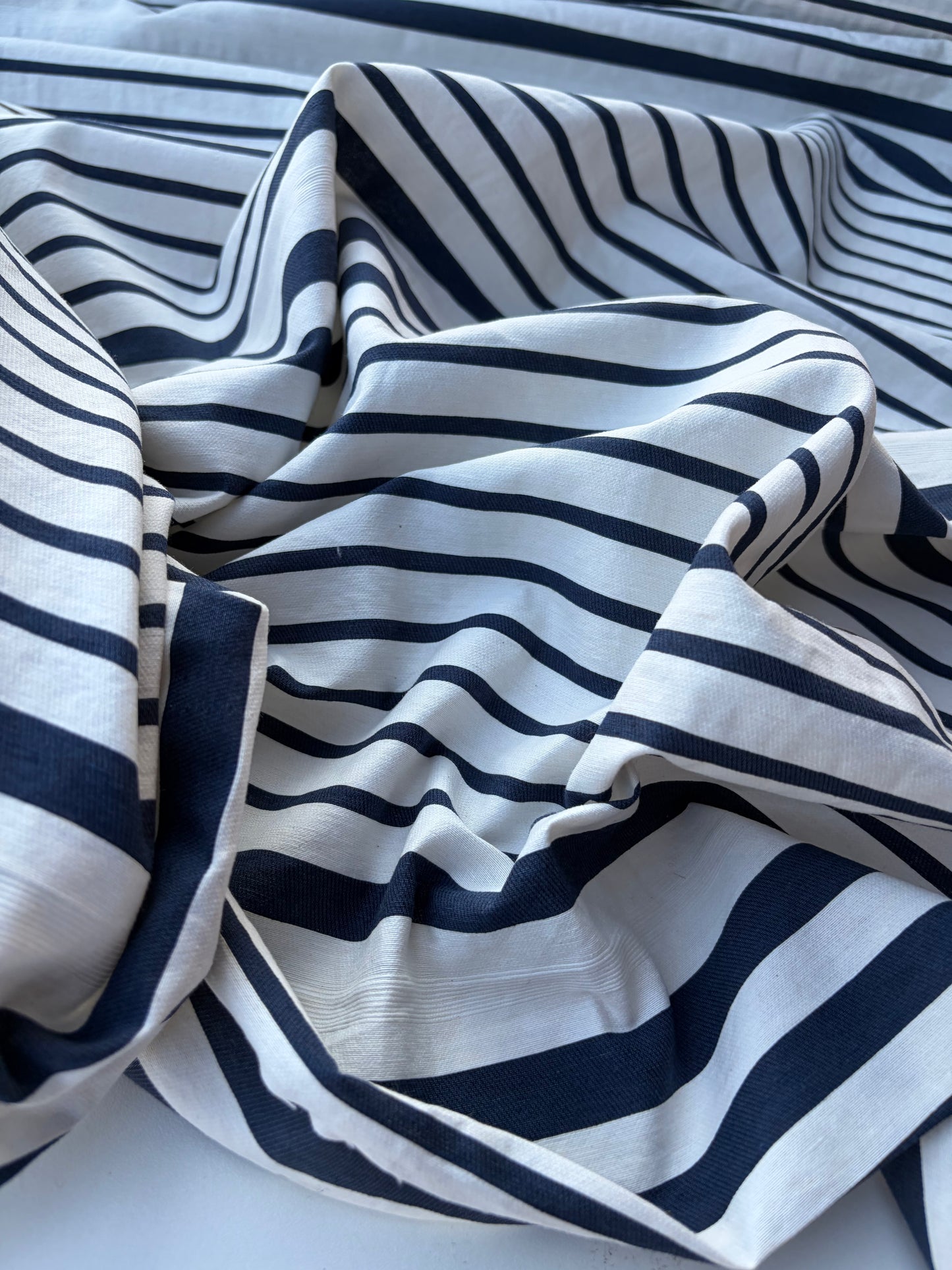 NED 005 navy/white cotton irregular stripe