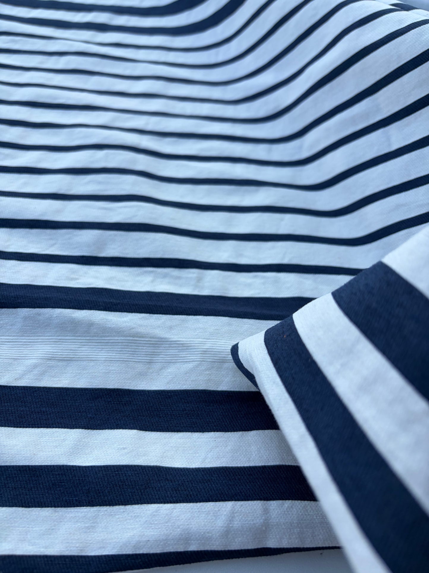 NED 005 navy/white cotton irregular stripe