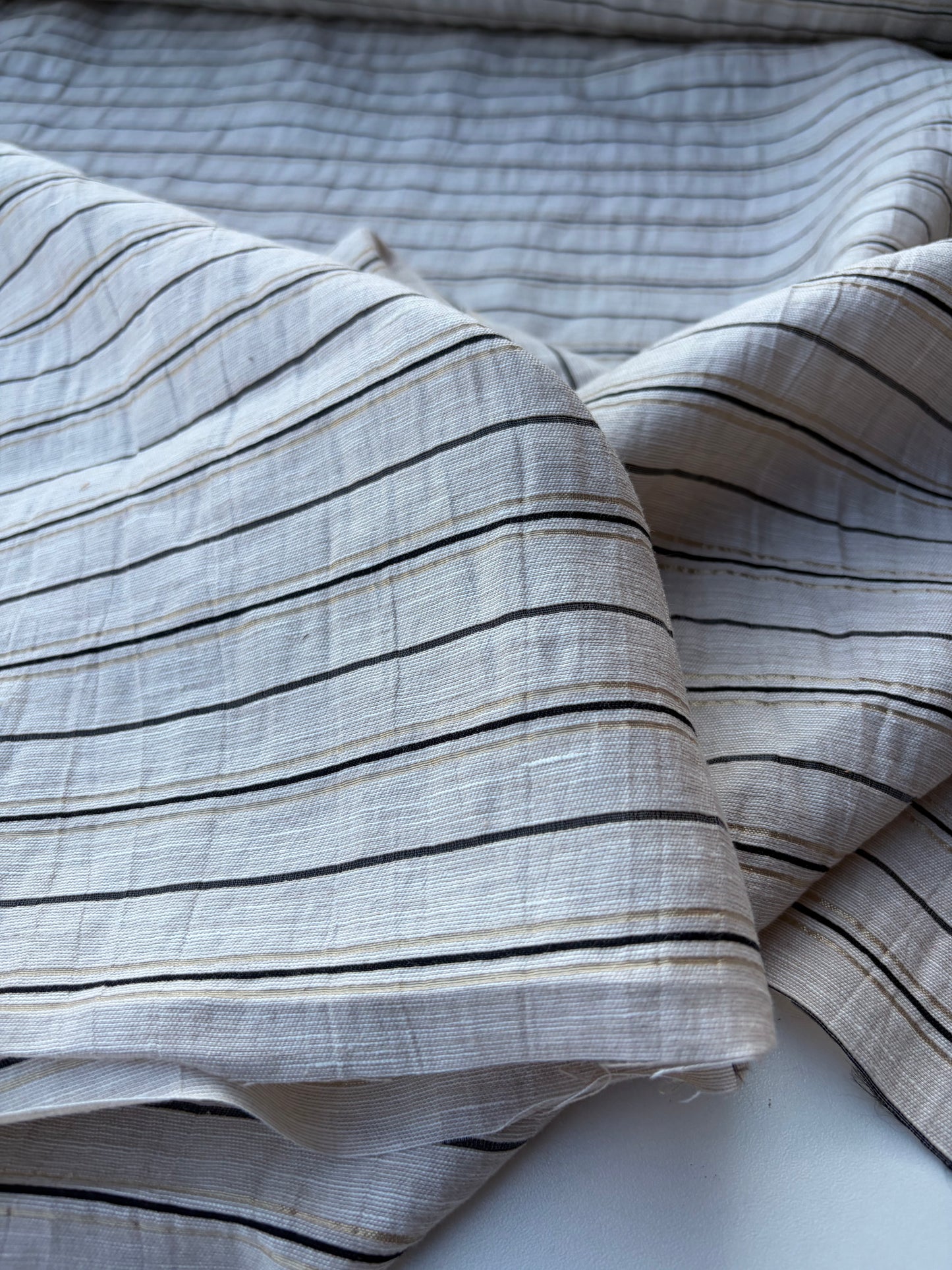 NED 006 naturel/lurex cotton linen stripe