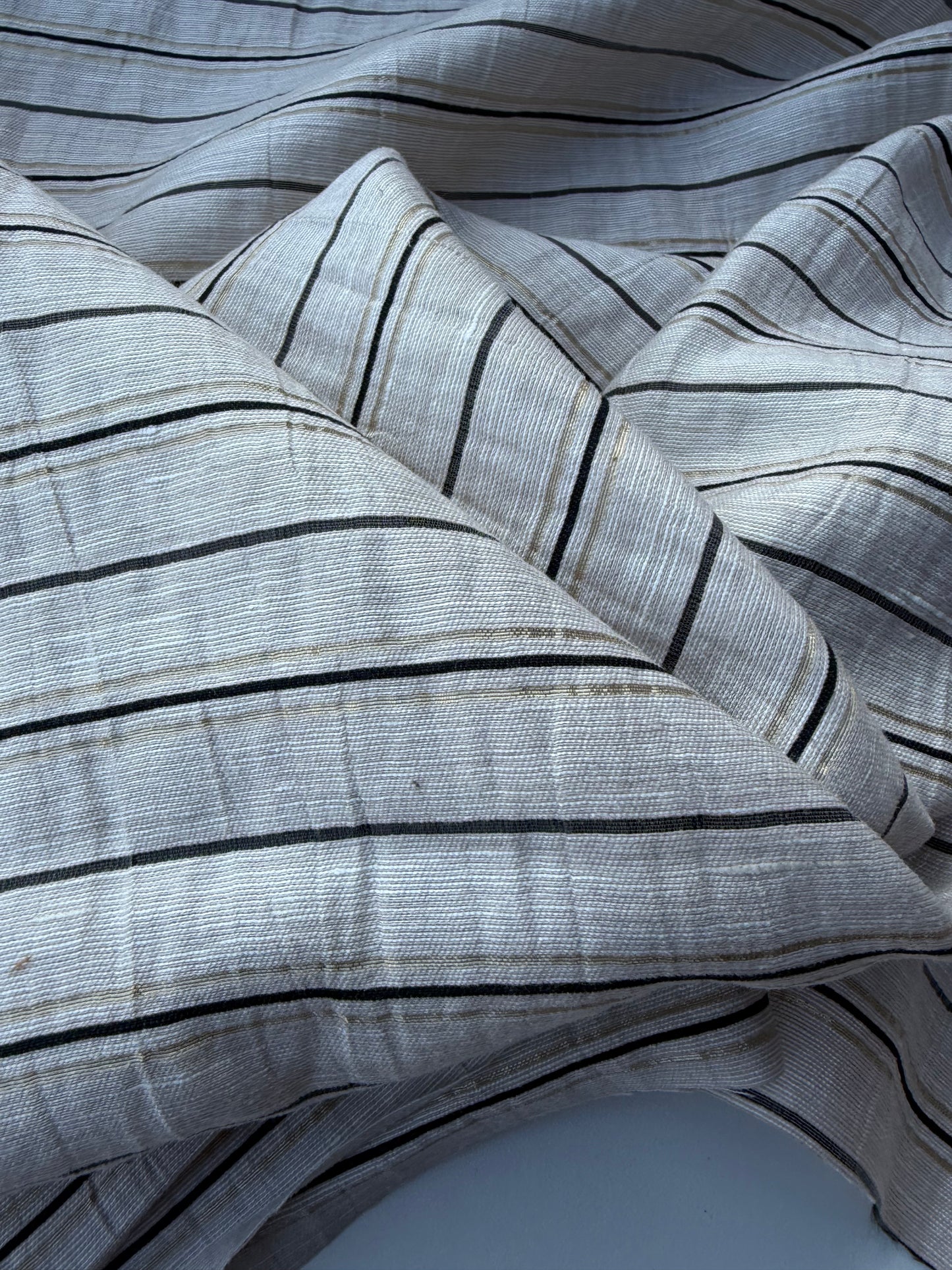NED 006 naturel/lurex cotton linen stripe