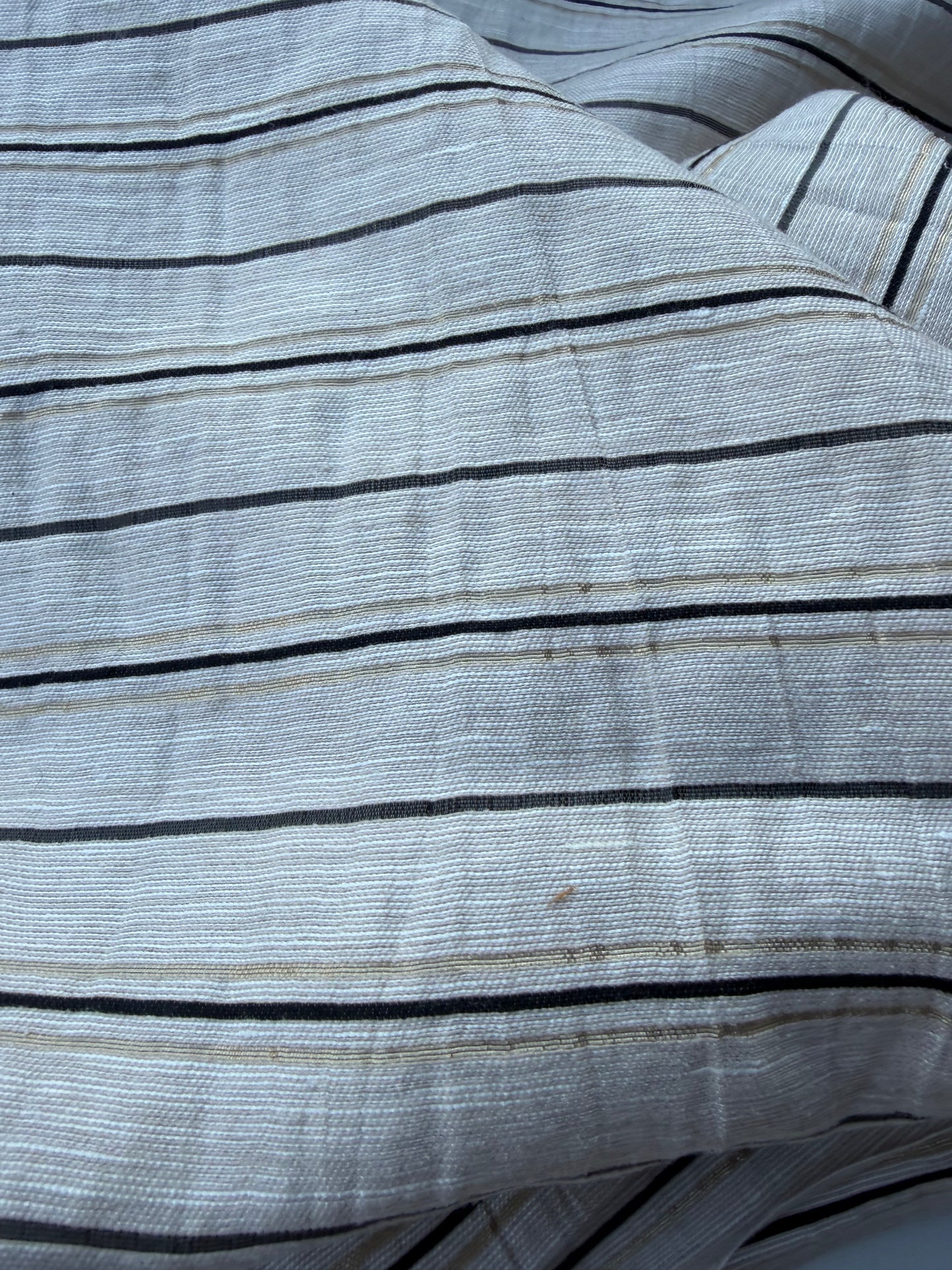 NED 006 naturel/lurex cotton linen stripe