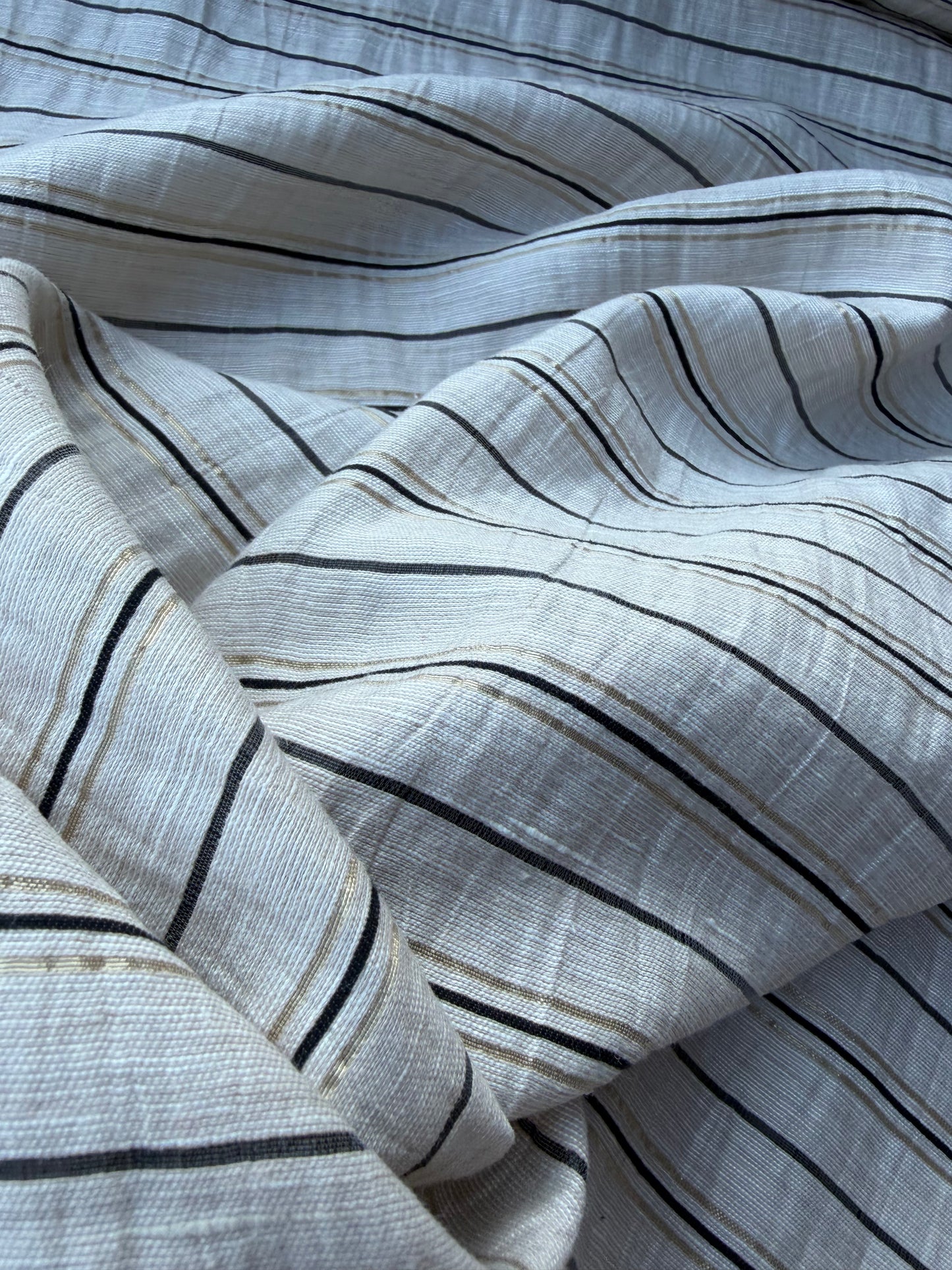 NED 006 naturel/lurex cotton linen stripe