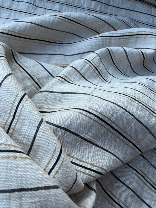 NED 006 naturel/lurex cotton linen stripe