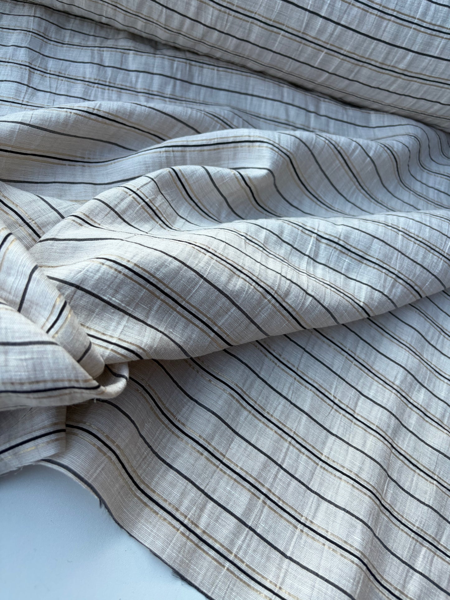 NED 006 naturel/lurex cotton linen stripe