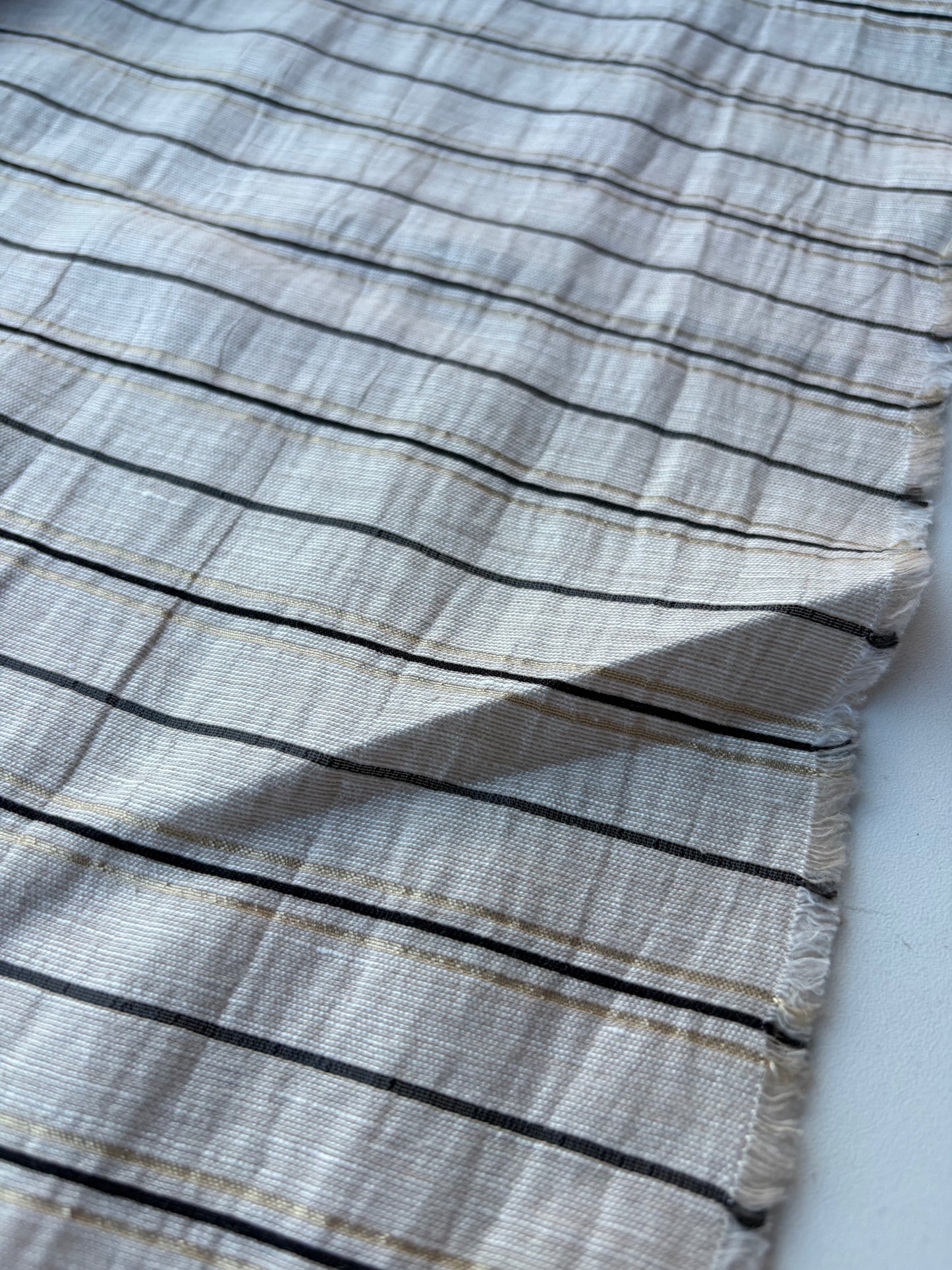NED 006 naturel/lurex cotton linen stripe
