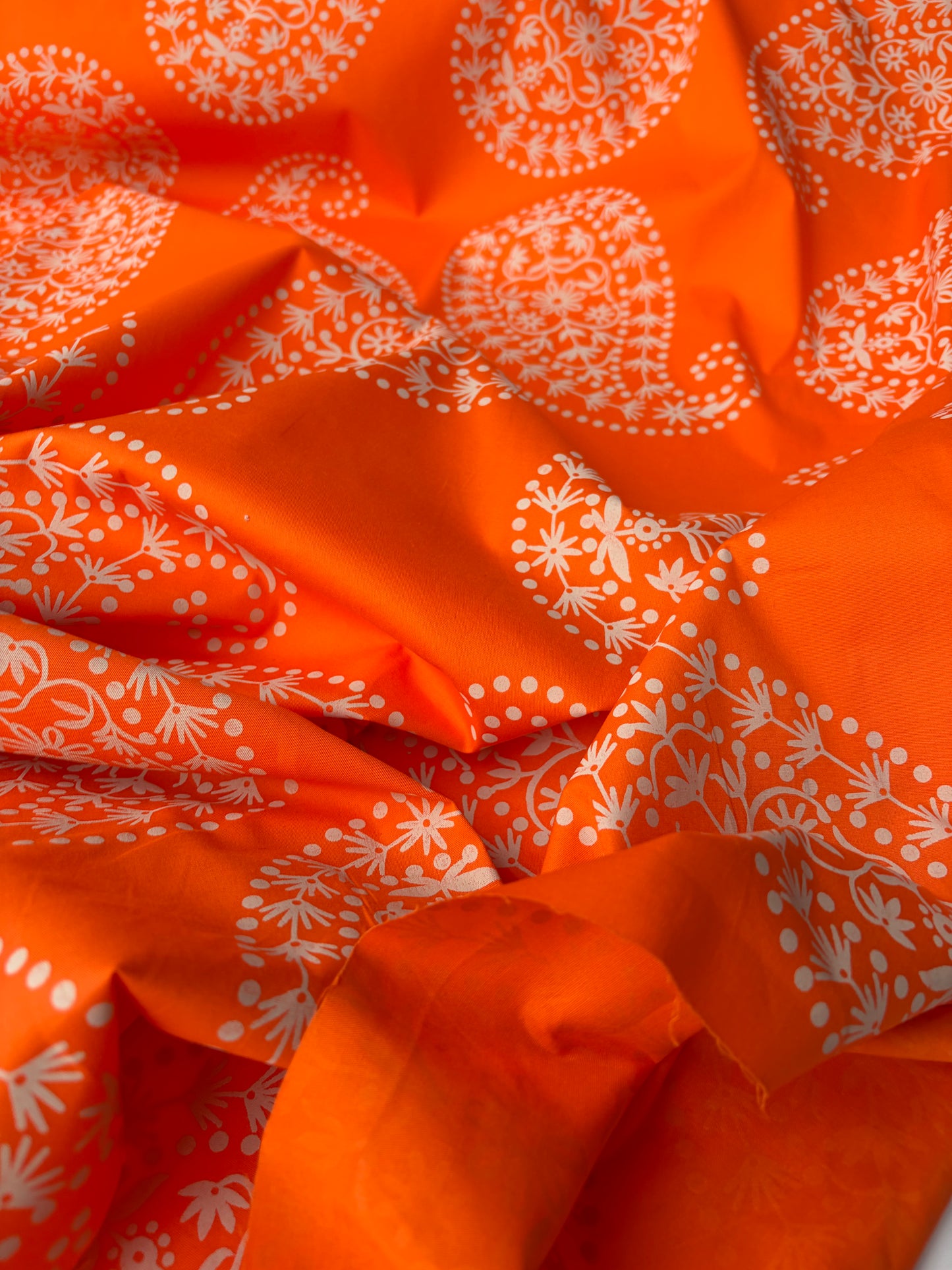 PCJUTTA 026 cotton poplin stretch orange cashemere print