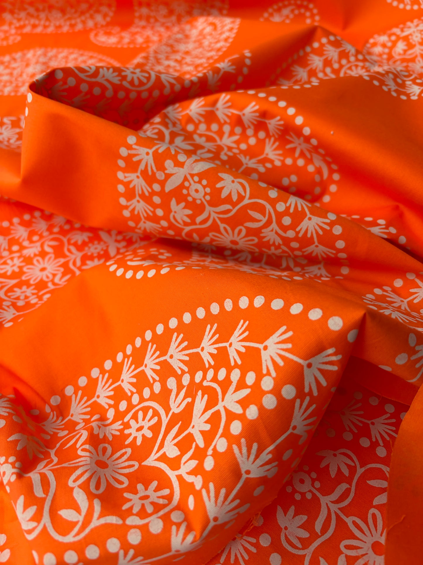 PCJUTTA 026 cotton poplin stretch orange cashemere print
