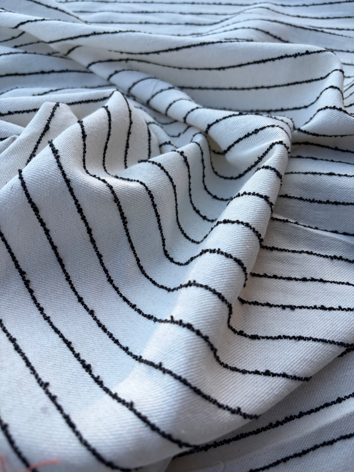 NED 009 naturel/black cotton linen stripe
