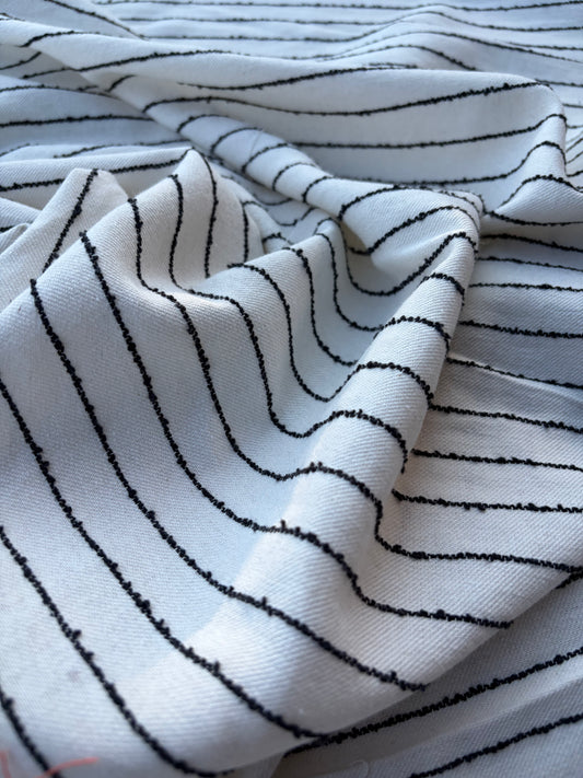 NED 009 naturel/black cotton linen stripe