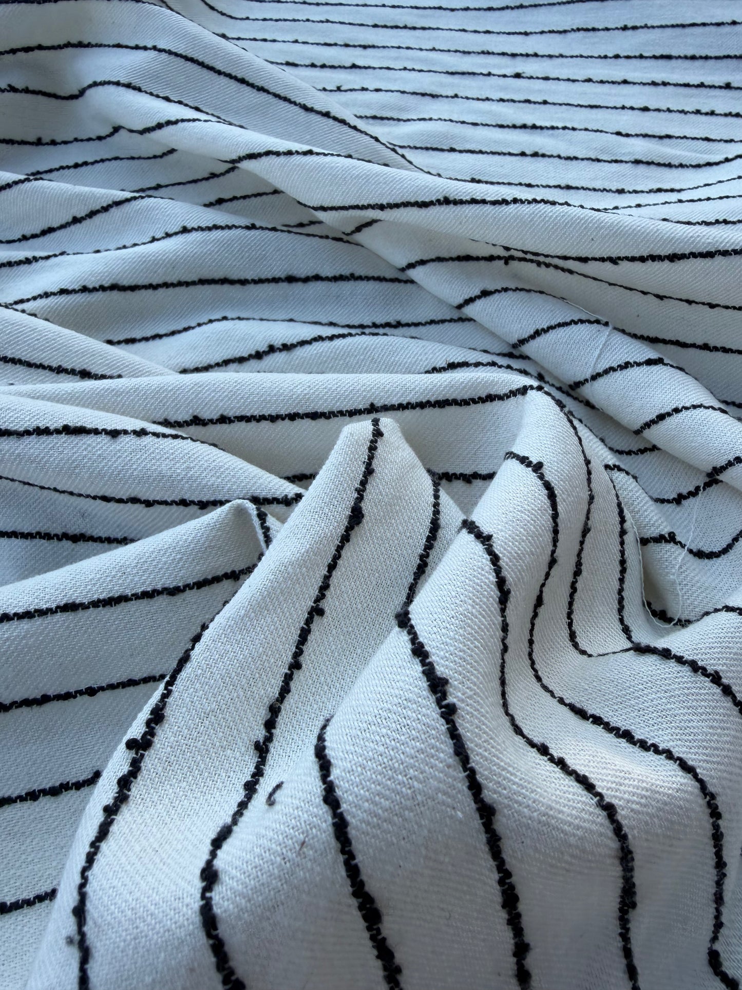 NED 009 naturel/black cotton linen stripe