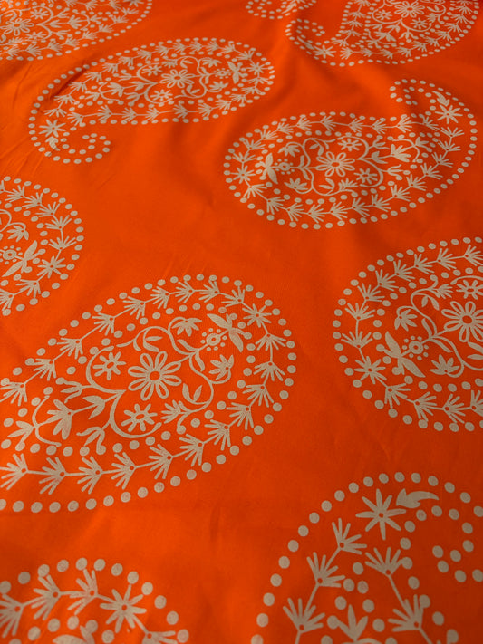 PCJUTTA 026 cotton poplin stretch orange cashemere print