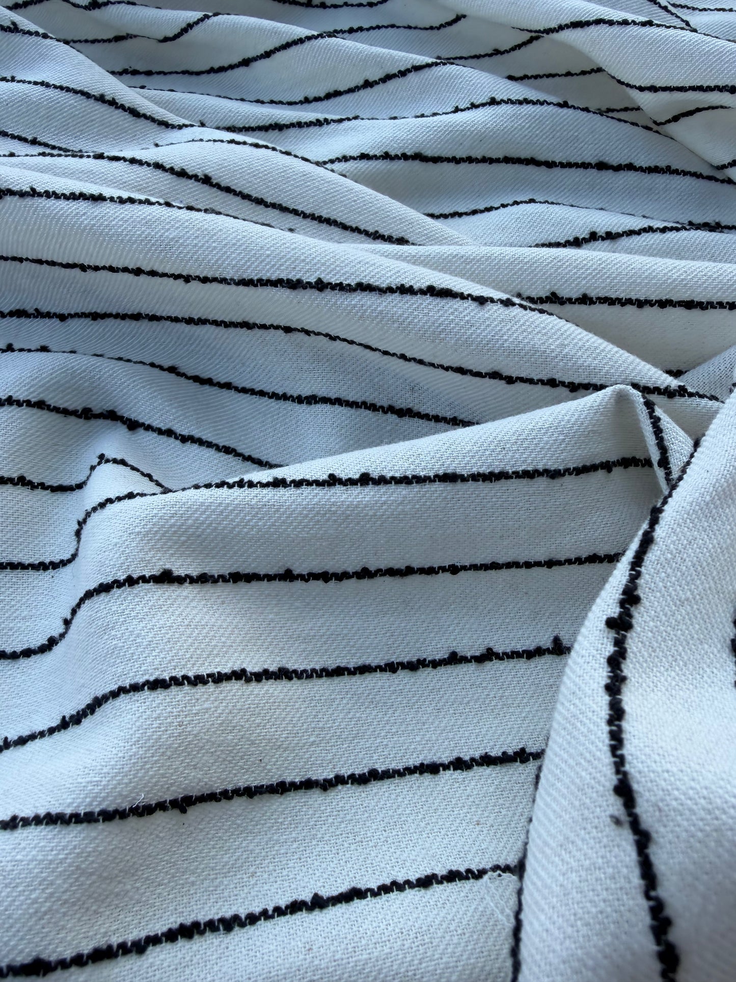 NED 009 naturel/black cotton linen stripe