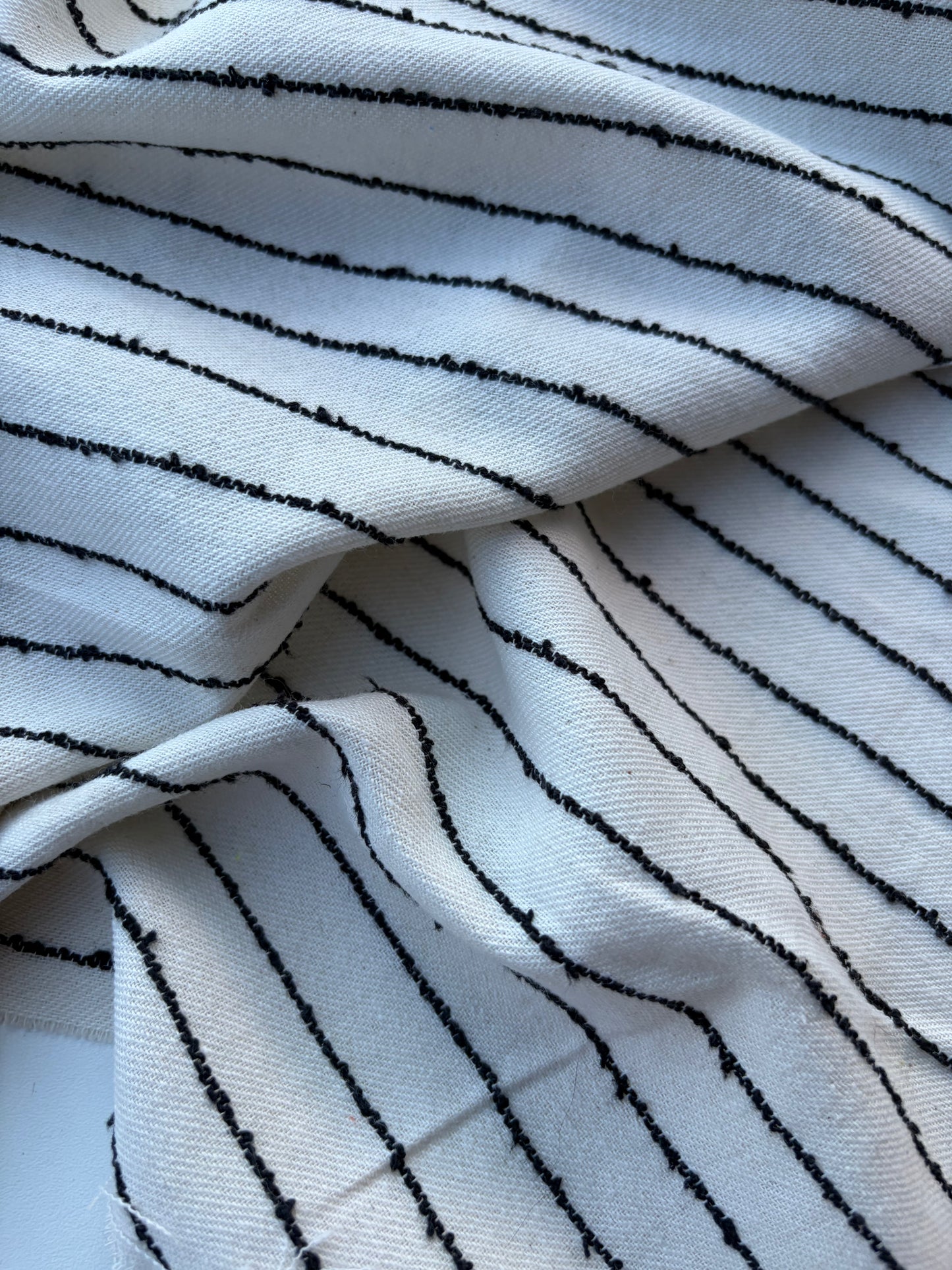 NED 009 naturel/black cotton linen stripe