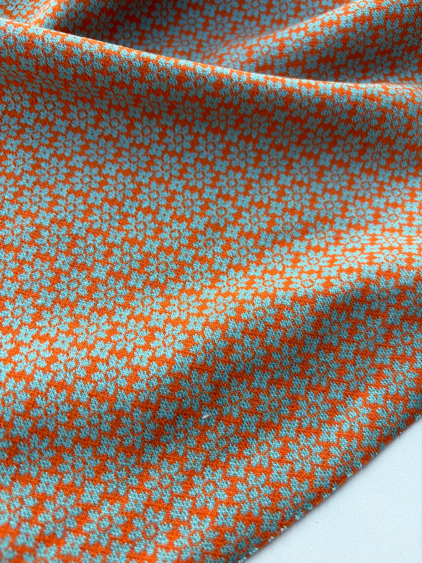 NED 011 orange/aqua floral jersey jacquard
