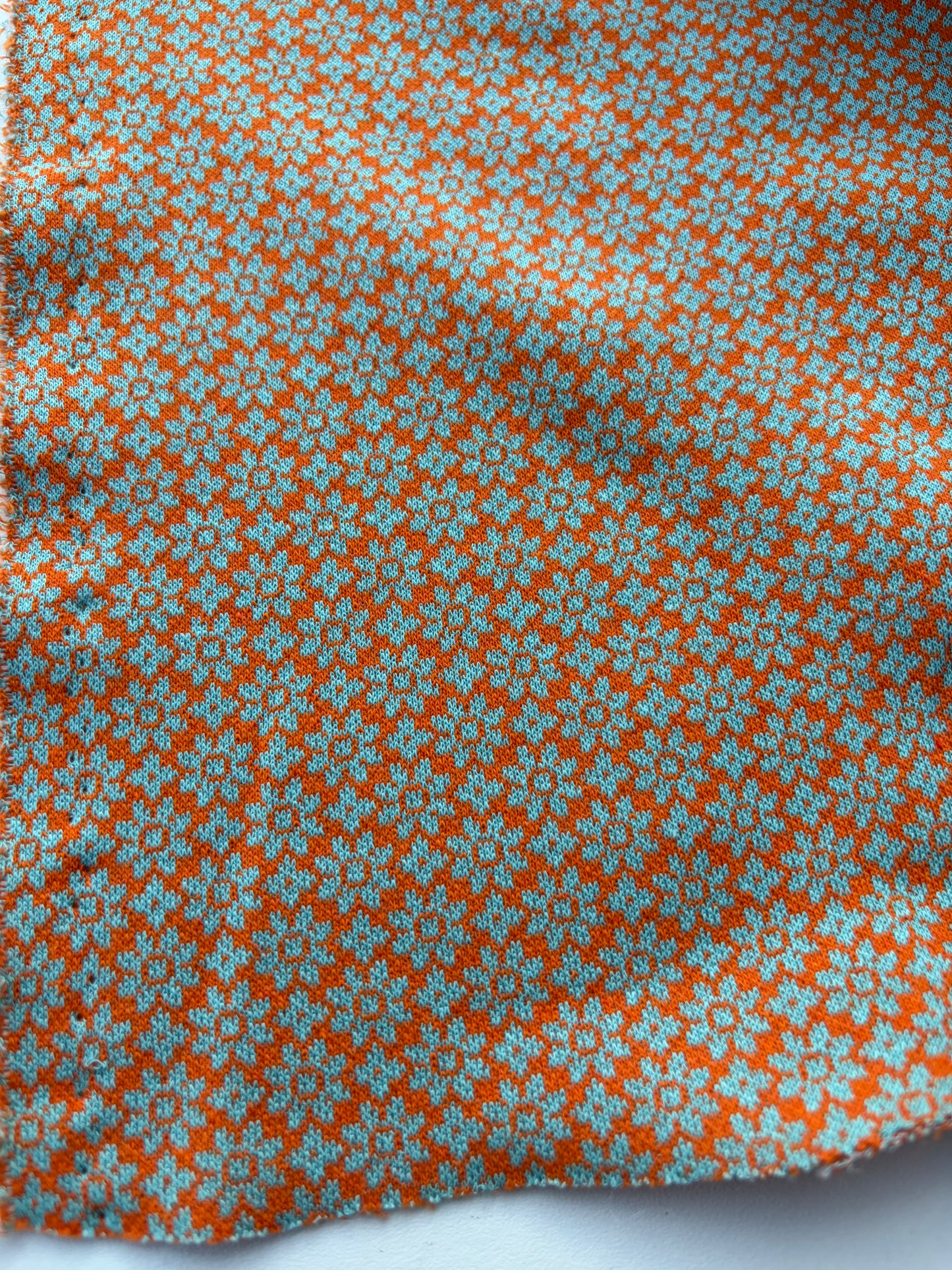NED 011 orange/aqua floral jersey jacquard
