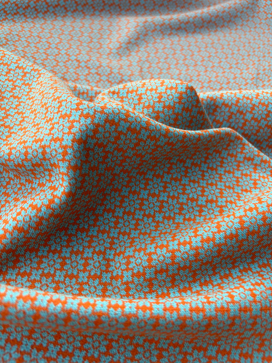 NED 011 orange/aqua floral jersey jacquard