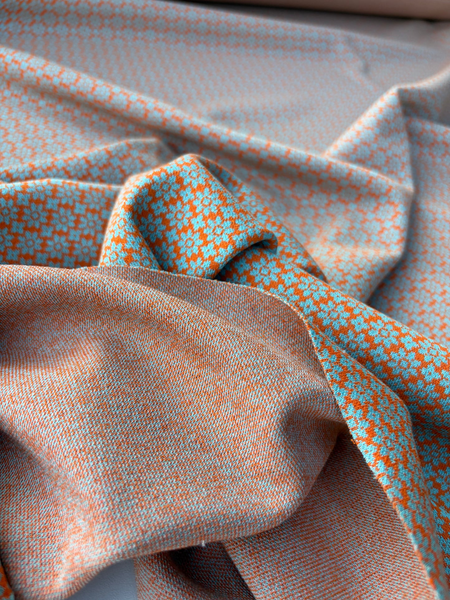 NED 011 orange/aqua floral jersey jacquard