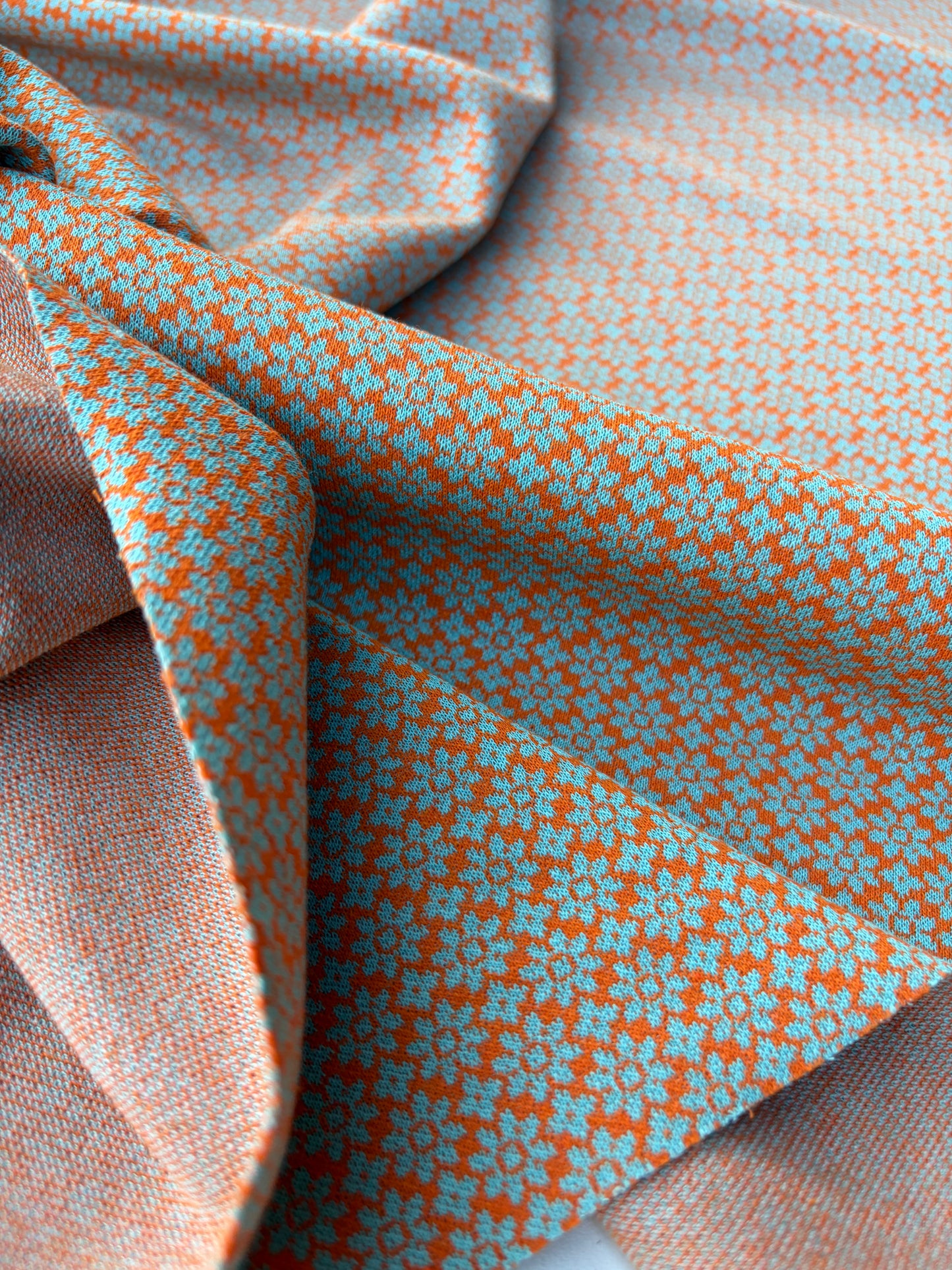 NED 011 orange/aqua floral jersey jacquard
