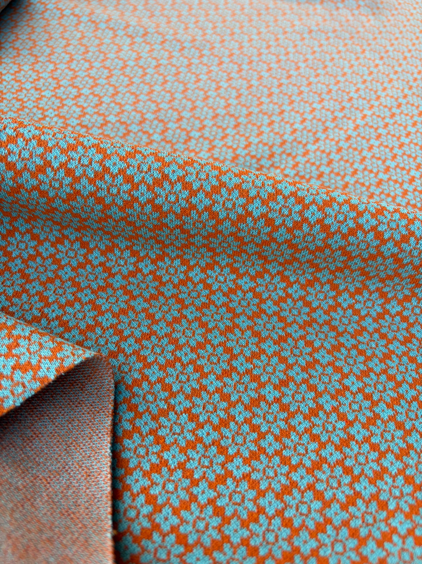 NED 011 orange/aqua floral jersey jacquard