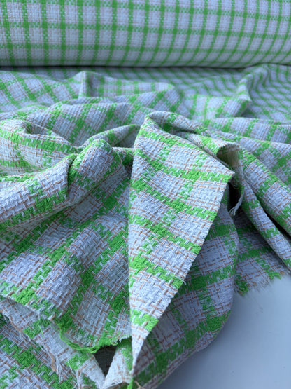 PC NED 012 white/green checkered cotton tweed