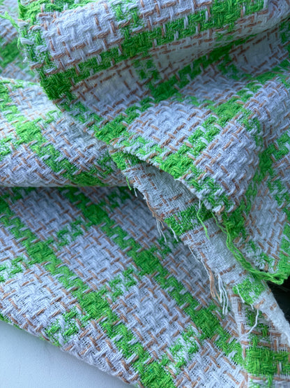 PC NED 012 white/green checkered cotton tweed