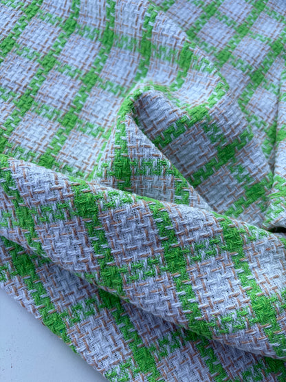 PC NED 012 white/green checkered cotton tweed