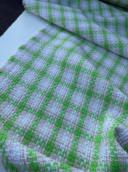 PC NED 012 white/green checkered cotton tweed