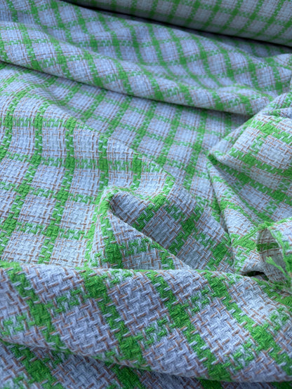 PC NED 012 white/green checkered cotton tweed