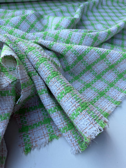 PC NED 012 white/green checkered cotton tweed