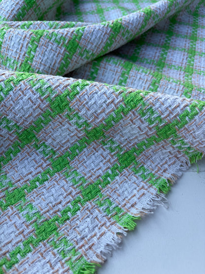 PC NED 012 white/green checkered cotton tweed