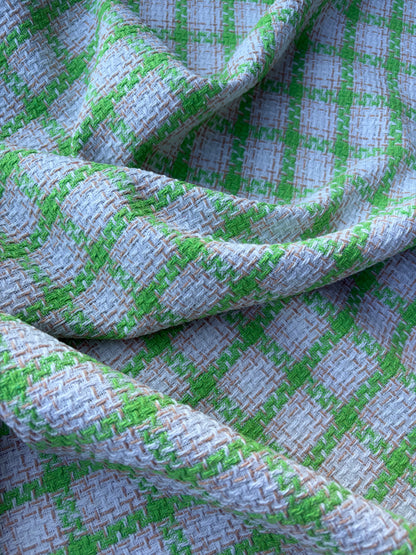 PC NED 012 white/green checkered cotton tweed