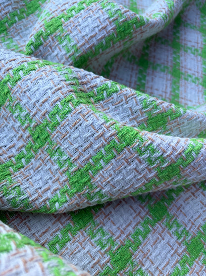 PC NED 012 white/green checkered cotton tweed