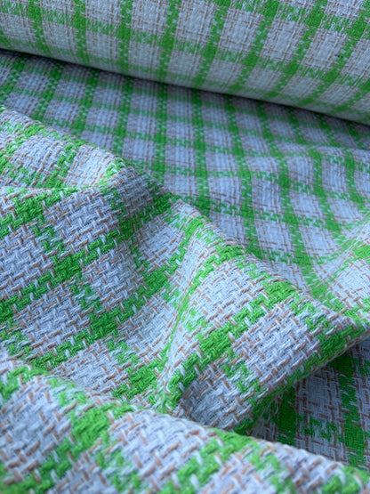 PC NED 012 white/green checkered cotton tweed