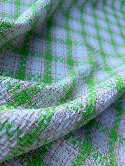 PC NED 012 white/green checkered cotton tweed