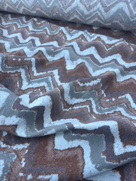 LAZARUS 023 flanel cotton/viscose brown zig-zag