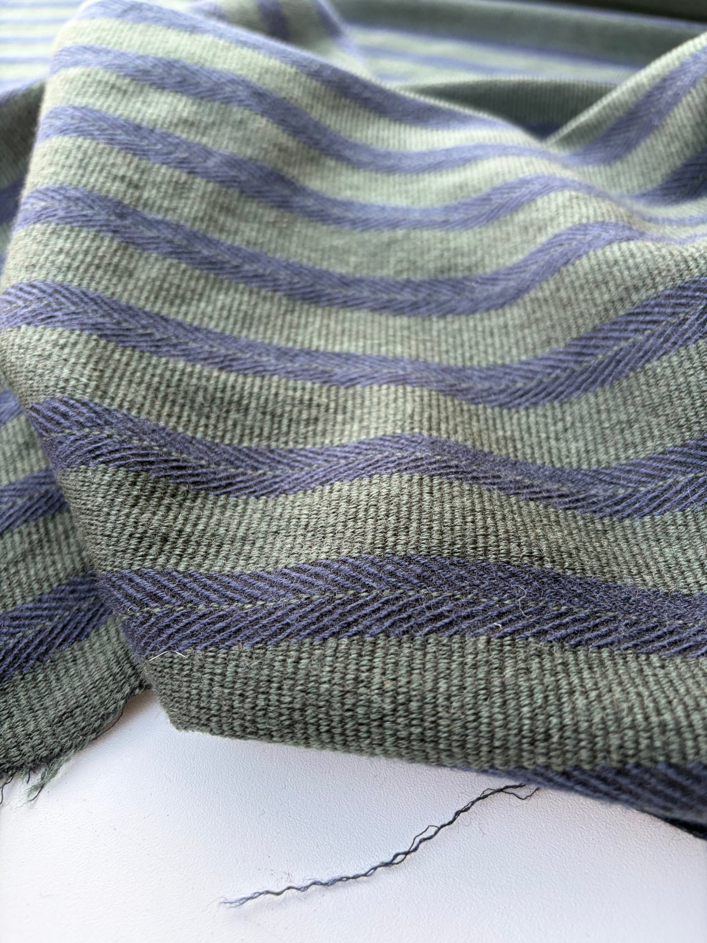 NED 017 green/navy striped woolen fabric