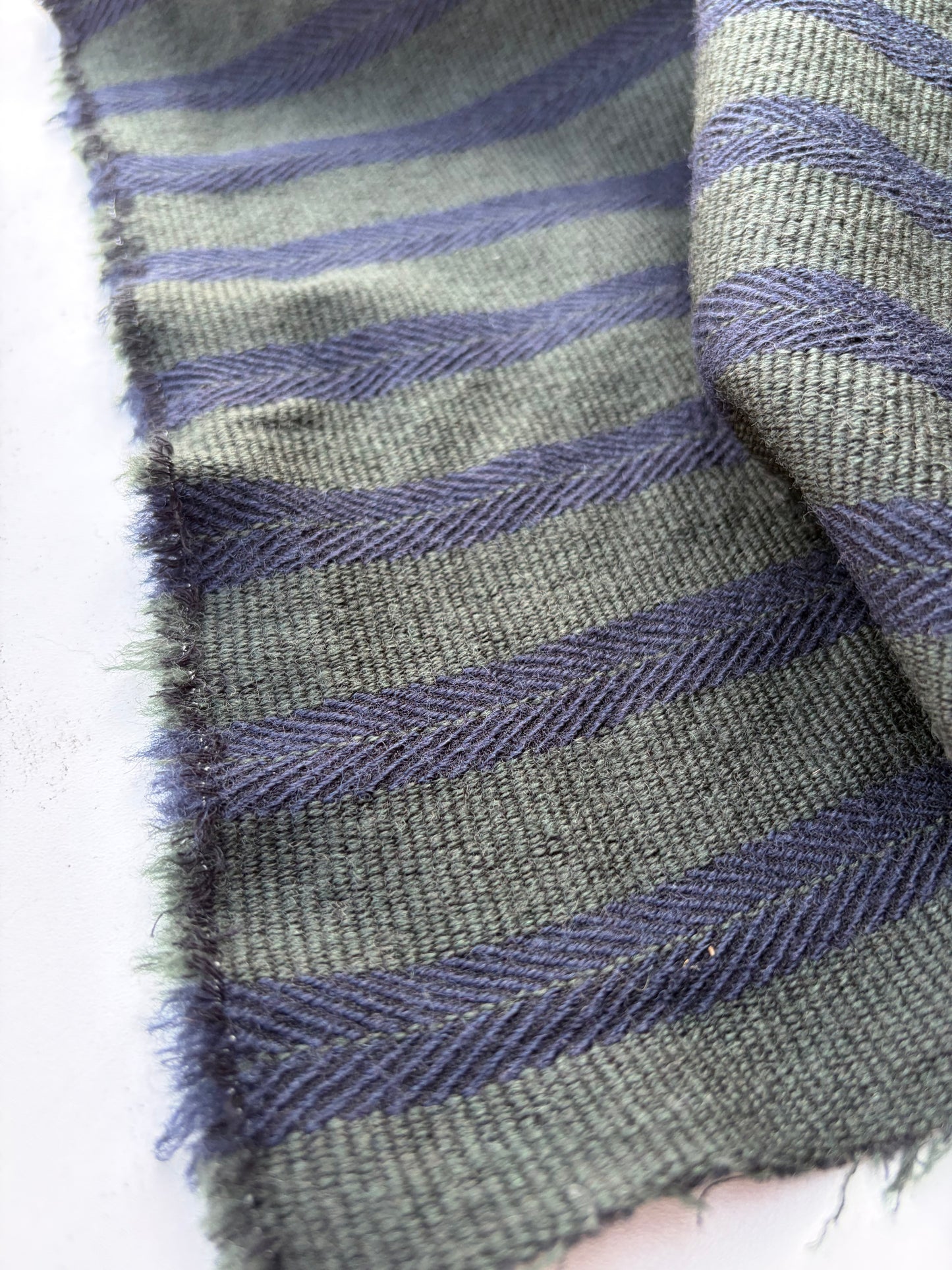 NED 017 green/navy striped woolen fabric