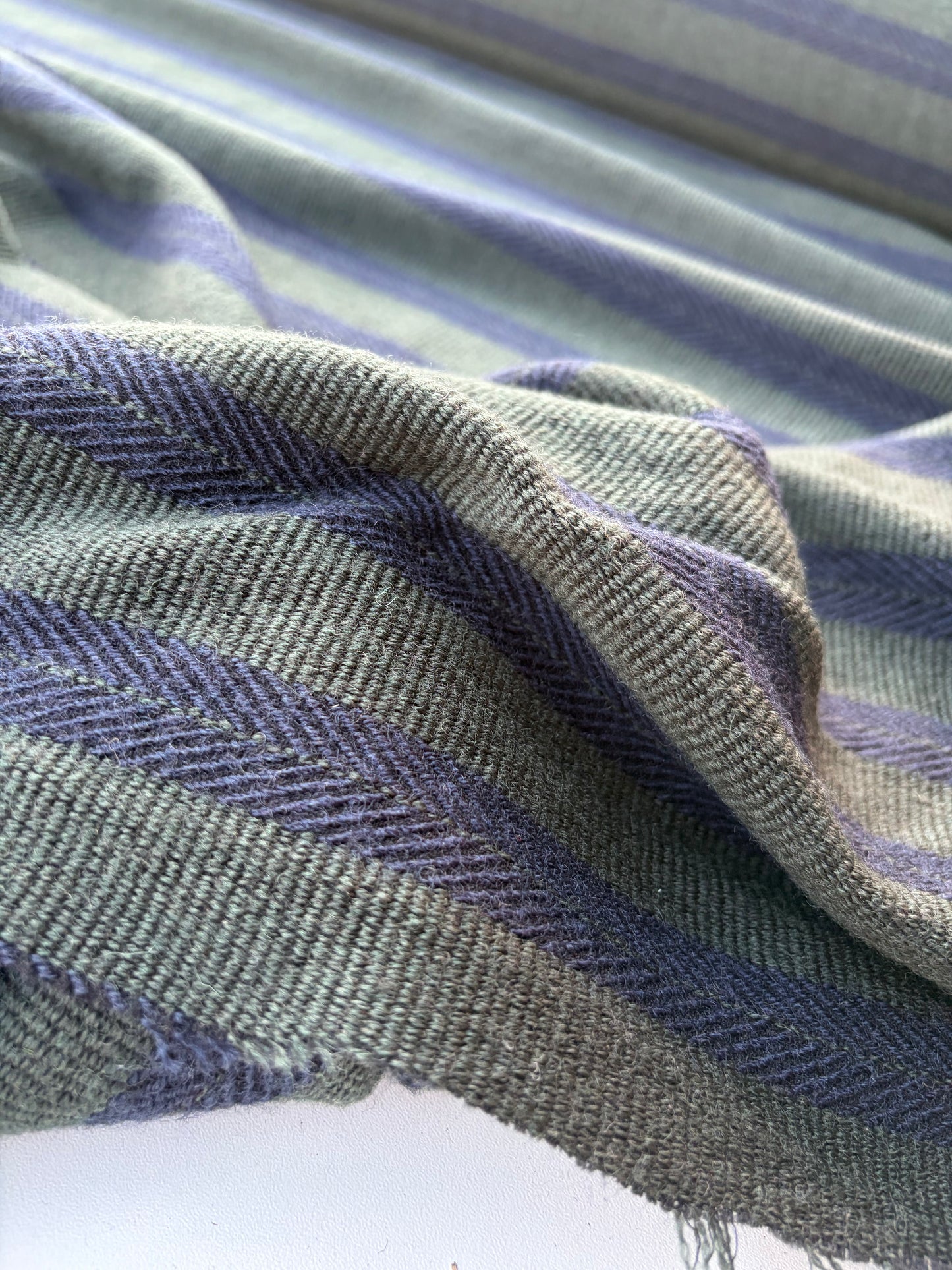 NED 017 green/navy striped woolen fabric