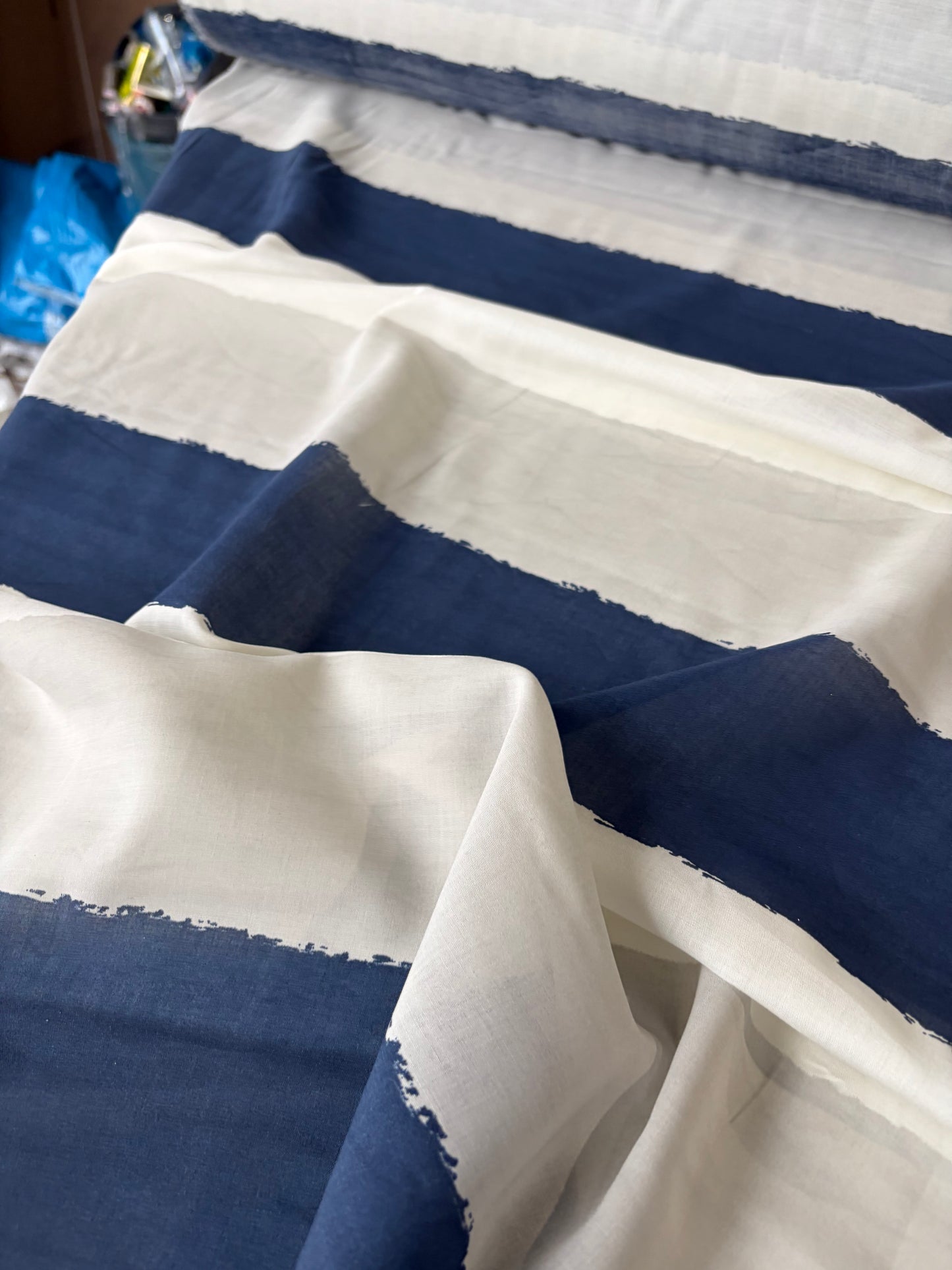 JUTTA 041 cotton voile horizontal painted stripes
