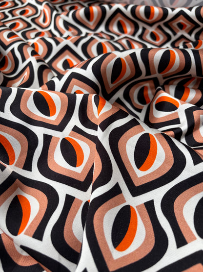 SMITHERS 001 orange geometrical  viscose satin print