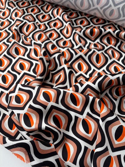SMITHERS 001 orange geometrical  viscose satin print