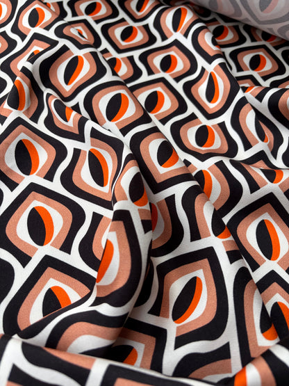 SMITHERS 001 orange geometrical  viscose satin print